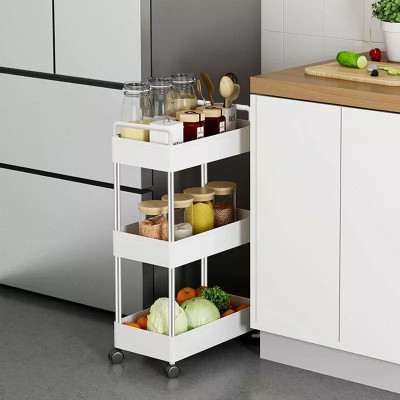 3-Tier Slim Mobile Shelving Unit Rolling Cart