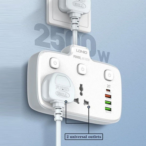 LDNIO SC2413 PD & QC3.0 2 Universal Outlets Power Socket