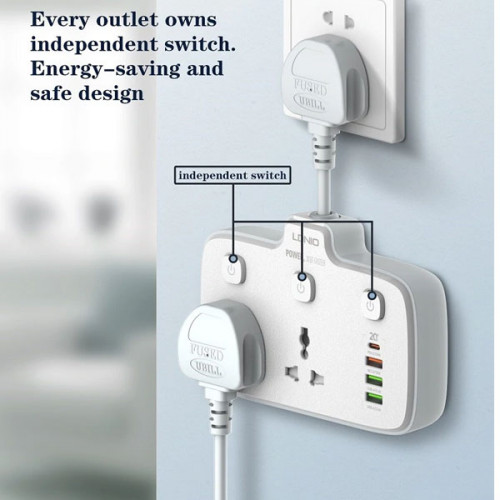 LDNIO SC2413 PD & QC3.0 2 Universal Outlets Power Socket