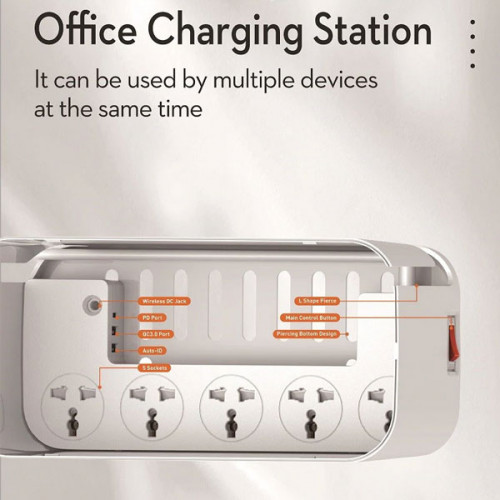 LDNIO SCW5354 Organizing Box Power Strip 15W Wireless Charger with 20W PD+QC output