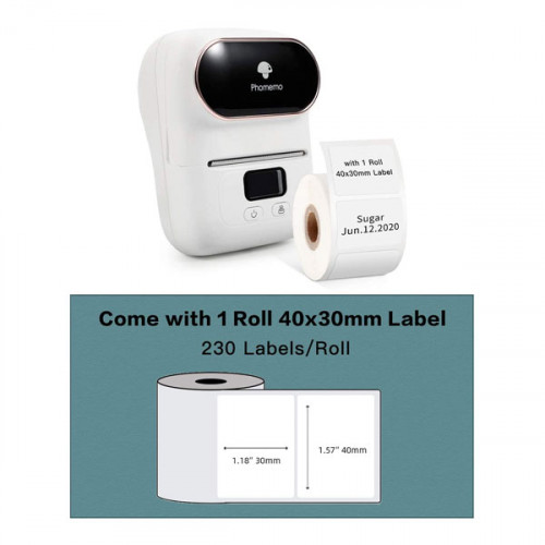 Phomemo-M110 Portable Bluetooth Thermal Mini Label Printer - White