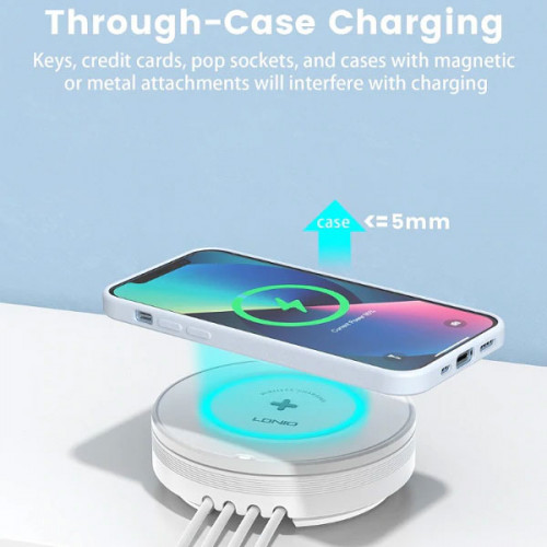    LDNIO 32W Desktop Wireless Charging Station with 4-Port PD/QC3.0 Fast Charging