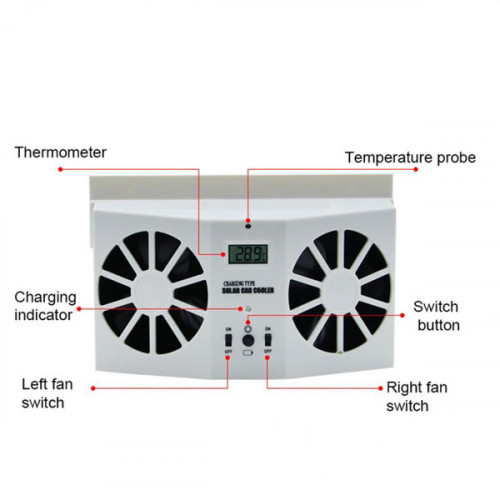 Car Auto Solar Powered Fan Cooler Window Air Vent Vehicle Ventilation