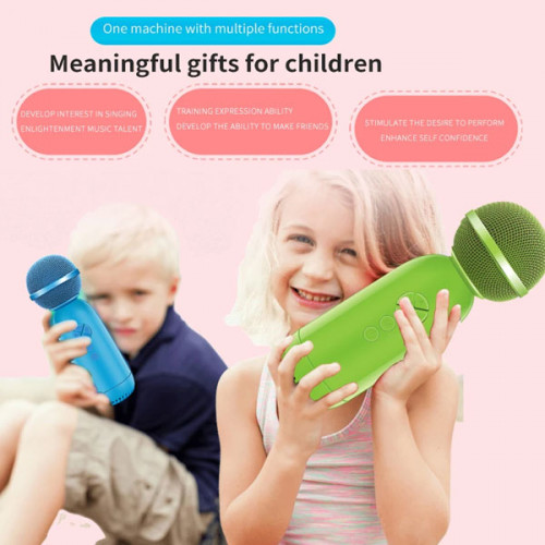 Mini Rechargeable Wireless Bluetooth Kids Microphone Speaker - Black