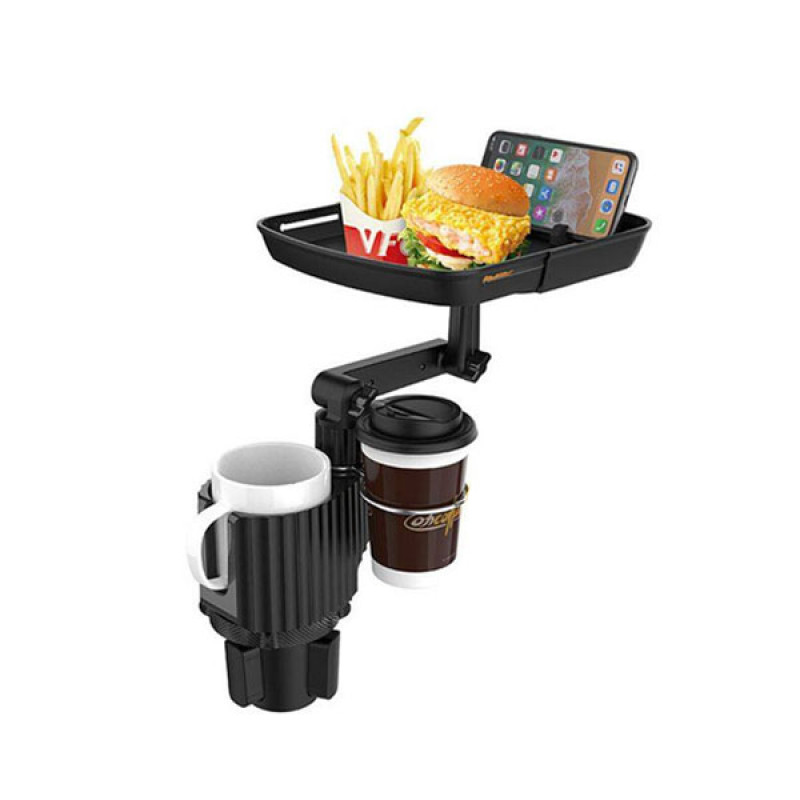 Car Cup Holder Expander With Tray 360 Degree Adjustable Arm Tray with Phone Stand