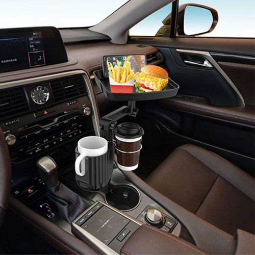 Car Cup Holder Expander With Tray 360 Degree Adjustable Arm Tray with Phone Stand