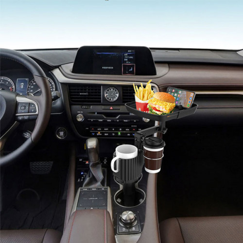 Car Cup Holder Expander With Tray 360 Degree Adjustable Arm Tray with Phone Stand