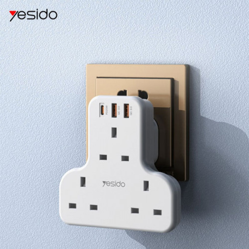 Yesido 3 Power Plug , 2 USB , 20W PD Charging Socket