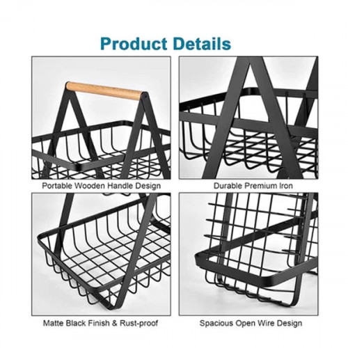 3 Tier Countertop Fruit Basket Vegetable Holder for Kitchen Storage