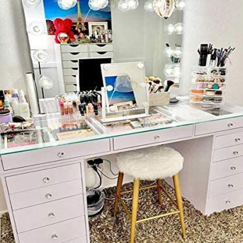 Makeup Mirror with 6 LED Bulbs , Vanity Dressing Mirror with 360 Degree Rotation