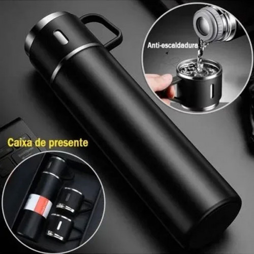 Stainless Vacuum Flask With 2 Cups Set