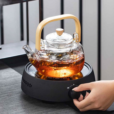 Heat Resistant Glass Teapot With Infuser Induction Kettle with Hot Plate 1L