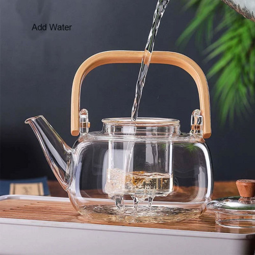 Heat Resistant Glass Teapot With Infuser Induction Kettle with Hot Plate 1L