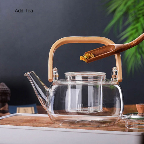 Heat Resistant Glass Teapot With Infuser Induction Kettle with Hot Plate 1L