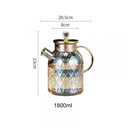 Light Luxury Glass Flower Teapot Kettle - 1.8 L