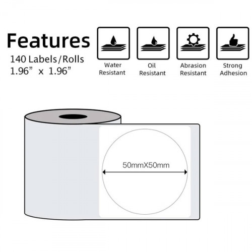 Phomemo Printer Thermal Label Round - White ( 50mm x 50mm ) 140 Stickers