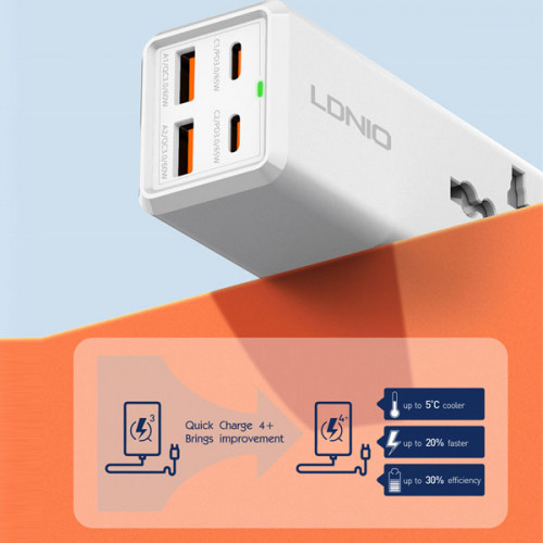 LDNIO SC1418 Portable Mini Smart Power Socket Extension , 1 Power Plug , 2 USB , 2 PD