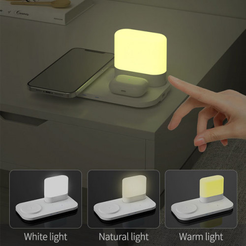 3 in 1 Wireless Charger , Atmosphere Night Light Multi-Function Lamp with 3 Modes