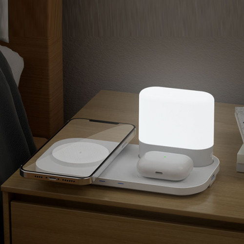 3 in 1 Wireless Charger , Atmosphere Night Light Multi-Function Lamp with 3 Modes