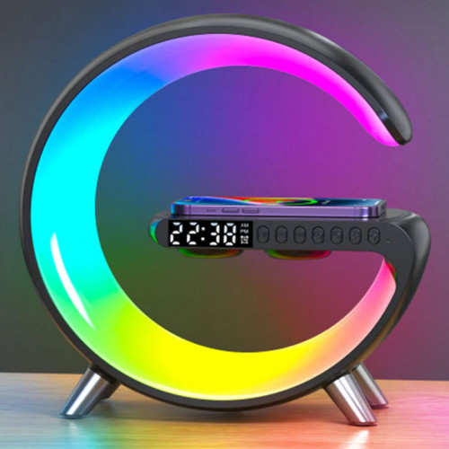 Atmosphere Lamp Bluetooth Speaker with Wireless Charger and Clock