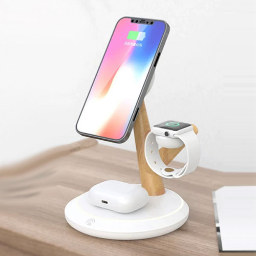 Natural Tree Branches 3 in 1 Folding Magnetic Wireless Charger - White