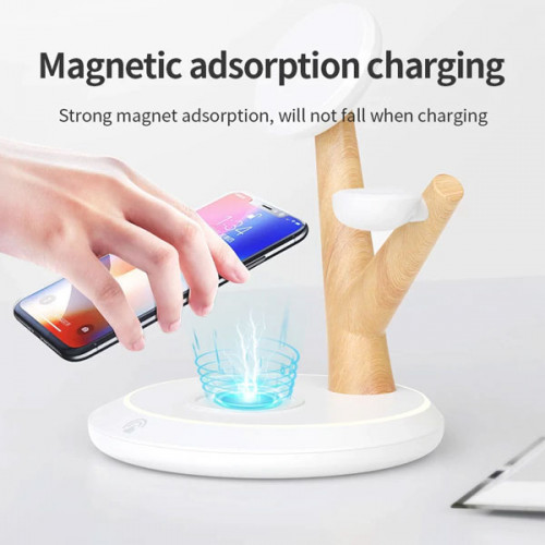 Natural Tree Branches 3 in 1 Folding Magnetic Wireless Charger - White