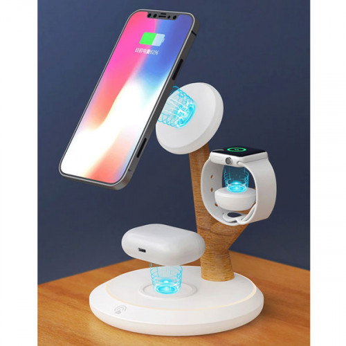 Natural Tree Branches 3 in 1 Folding Magnetic Wireless Charger - White