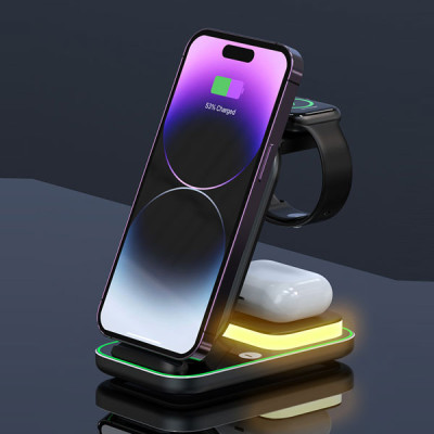 4 in 1 Magnetic Wireless Charger with Lamp For iPhone , Airpods and Apple Watch