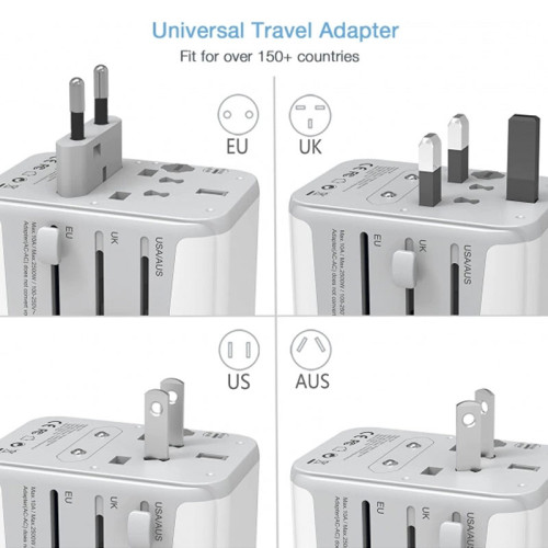 TESSAN International Plug Travel Adaptor with 3 USB Ports + 1 USB C, Worldwide Wall Travel Charger