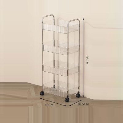 Transparent Multi-Function Organizer 4 -Tier Acrylic Rolling Storage Cart with Wheels