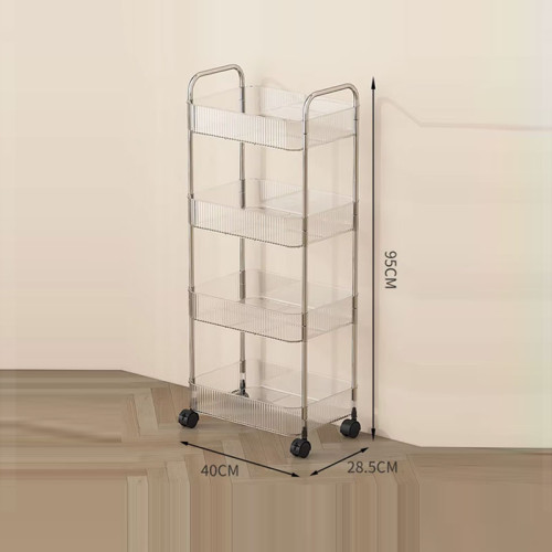 Transparent Multi-Function Organizer 4 -Tier Acrylic Rolling Storage Cart with Wheels