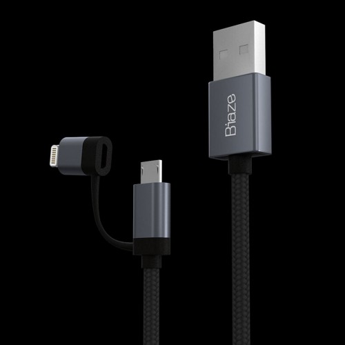 BIAZE 2 in 1 Fast Charging Data & Charging Cable - Black