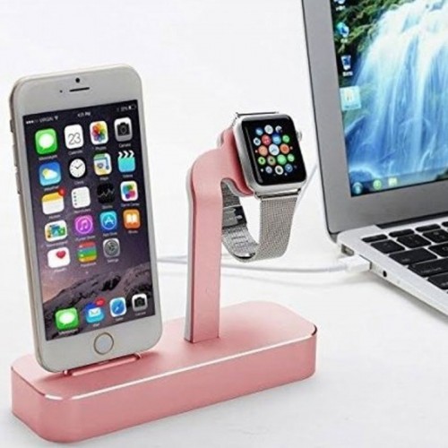 COTEetCI 2 in 1 Aluminum Docking Station for Apple Watch & iPhone - Pink