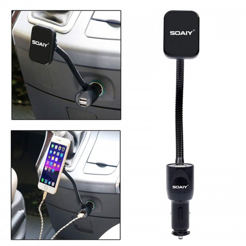 Cigarette Lighter Magnet Car Mount + Car Charger + Voltage Detector Car Holder For All Smart Phones & Tablets