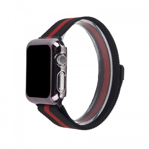 Limited Edition Milisen Magnetic Loop Apple Watch Band For 42 MM Apple Watch - Black/Red