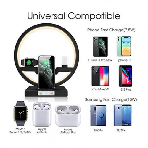 3 In 1 Wireless Charger Table Desk Lamp Ring Light For Selfie and Makeup