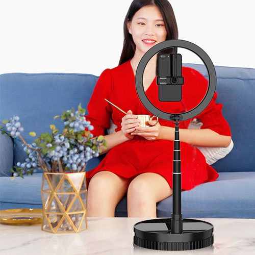 Foldable Round Selfie Ring Light with with Max Hight 168cm