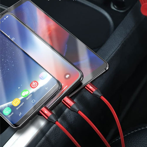 Baseus Car Co-sharing 3.5A  3 in 1 Lightning , Micro USB & USB-C Cable