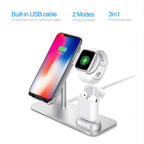 Bestand 3 In 1 Aluminum Wireless Charger For iPhone , Apple Watch and Airpods