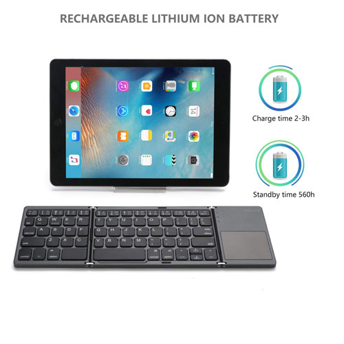 Mini Foldable Bluetooth Keyboard with Touchpad for Android, Windows, PC, Tablet and Arabic Keyboard