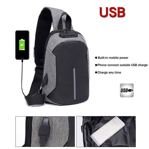 Mini Crossbody Anti Theft Sling bag with Password Lock - Black