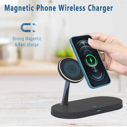 4 in 1 Magnetic Wireless Charger Station with Back LED Light