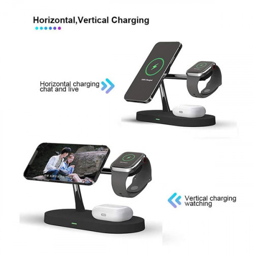 4 in 1 Magnetic Wireless Charger Station with Back LED Light