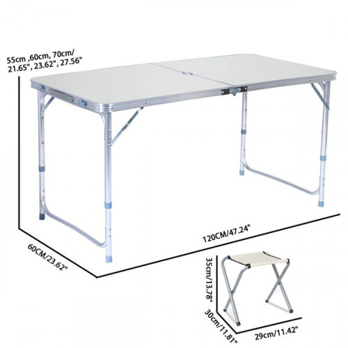 Folding Aluminum Picnic Table with 4 Stools