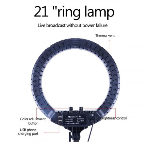 Led Selfie Ring Light with Tripod and 3 Mobile Holder ( 21 inch )