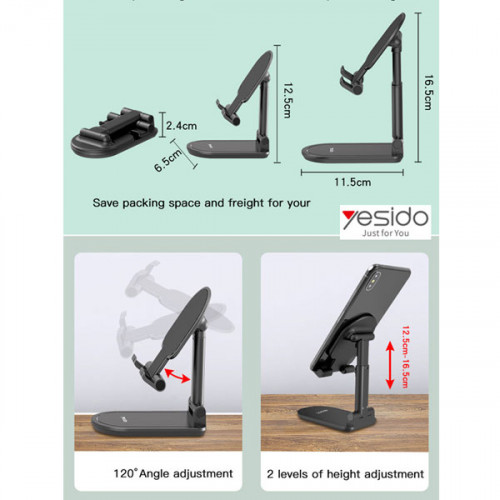   Yesido C85 Foldable Desktop Multi-Angle Adjustable Mobile Desk Holder Stand