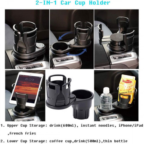 2 in 1 Multifunctional Rotation Car Cup Holder