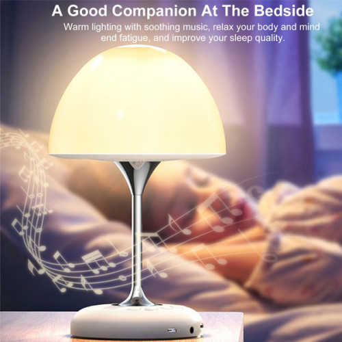 Bedside Table Mushroom Lamp with Wireless Speaker and 6 Color Changing Light