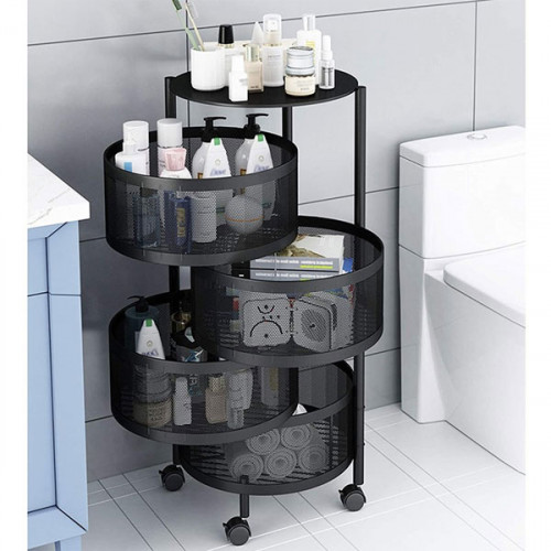 Multi-Layer Portable Rotating Round Storage Rack - 5 Layer