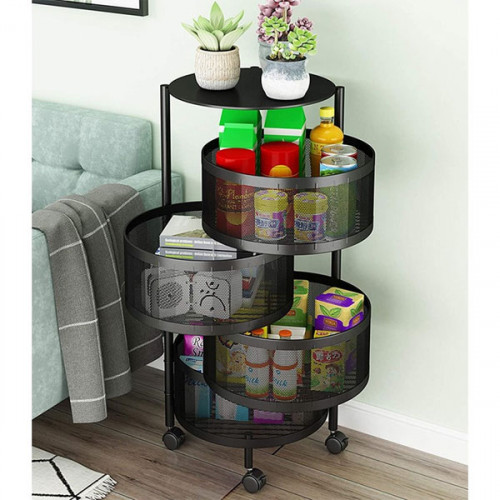 Multi-Layer Portable Rotating Round Storage Rack - 5 Layer